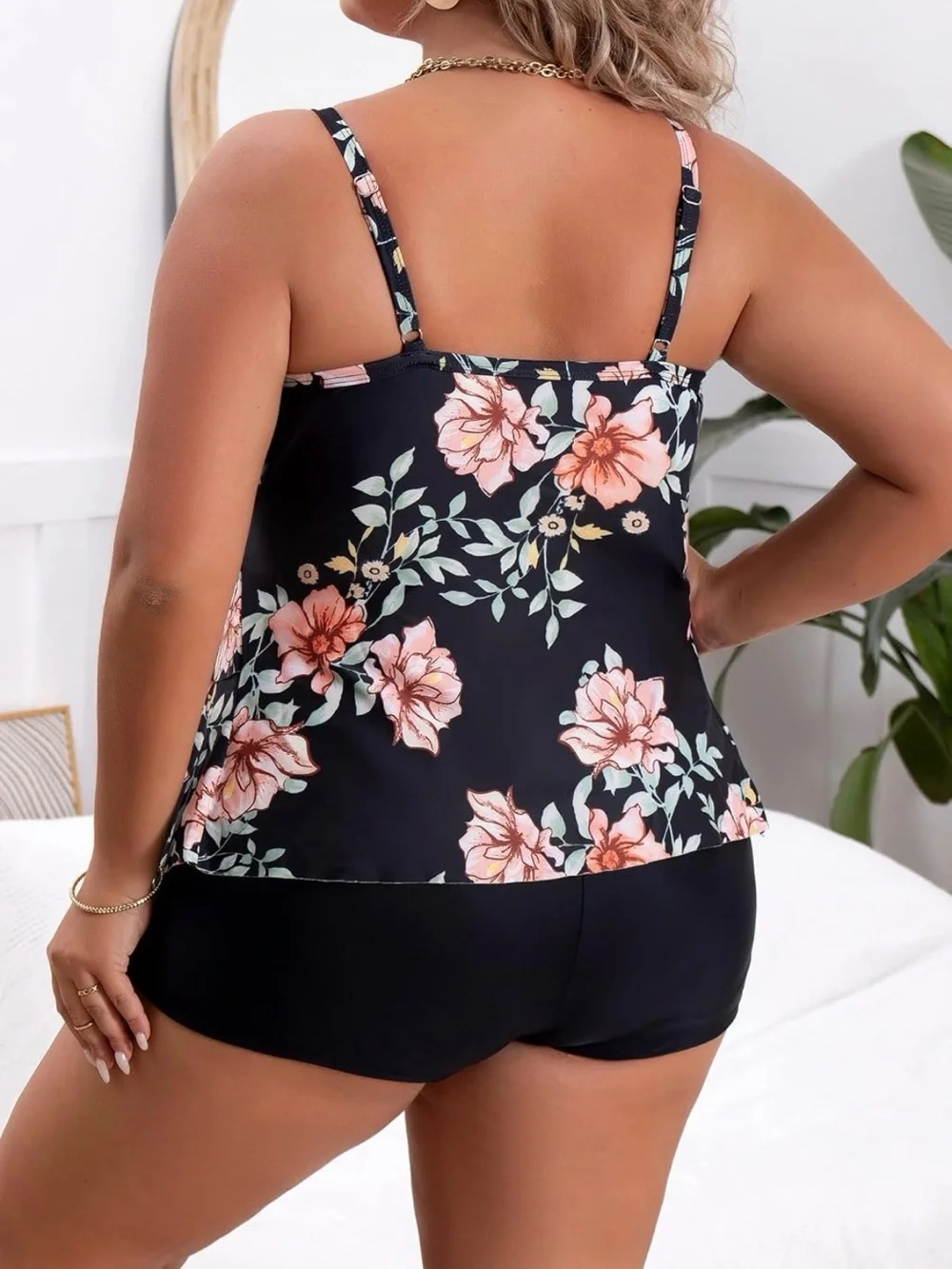 Floral Ruffle Camisole Tankini Set - Picture 2 of 12